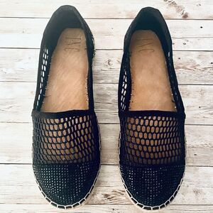 INC Corvina Sz 9 Flat Black Sparkly Cushioned Insoles Espadrilles
